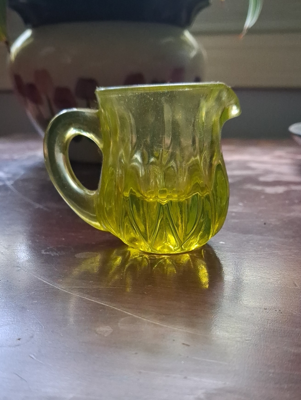 Beautiful Vintage Boyd Uranium Glass Pitcher